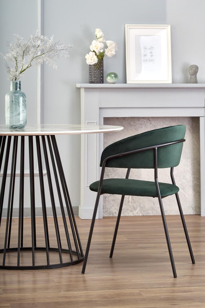 Söögilaud AURTESSA, valge marmor / must