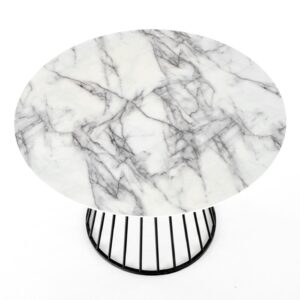 Söögilaud AURTESSA, valge marmor / must