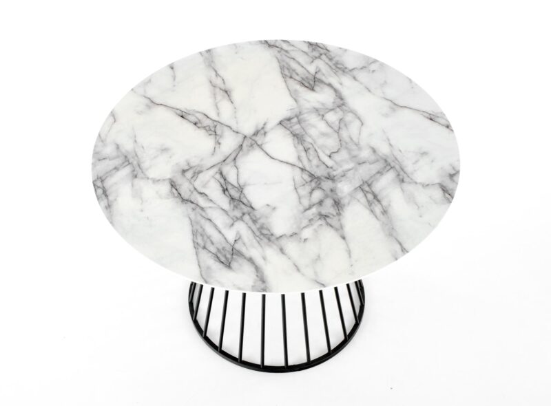 Söögilaud AURTESSA, valge marmor / must