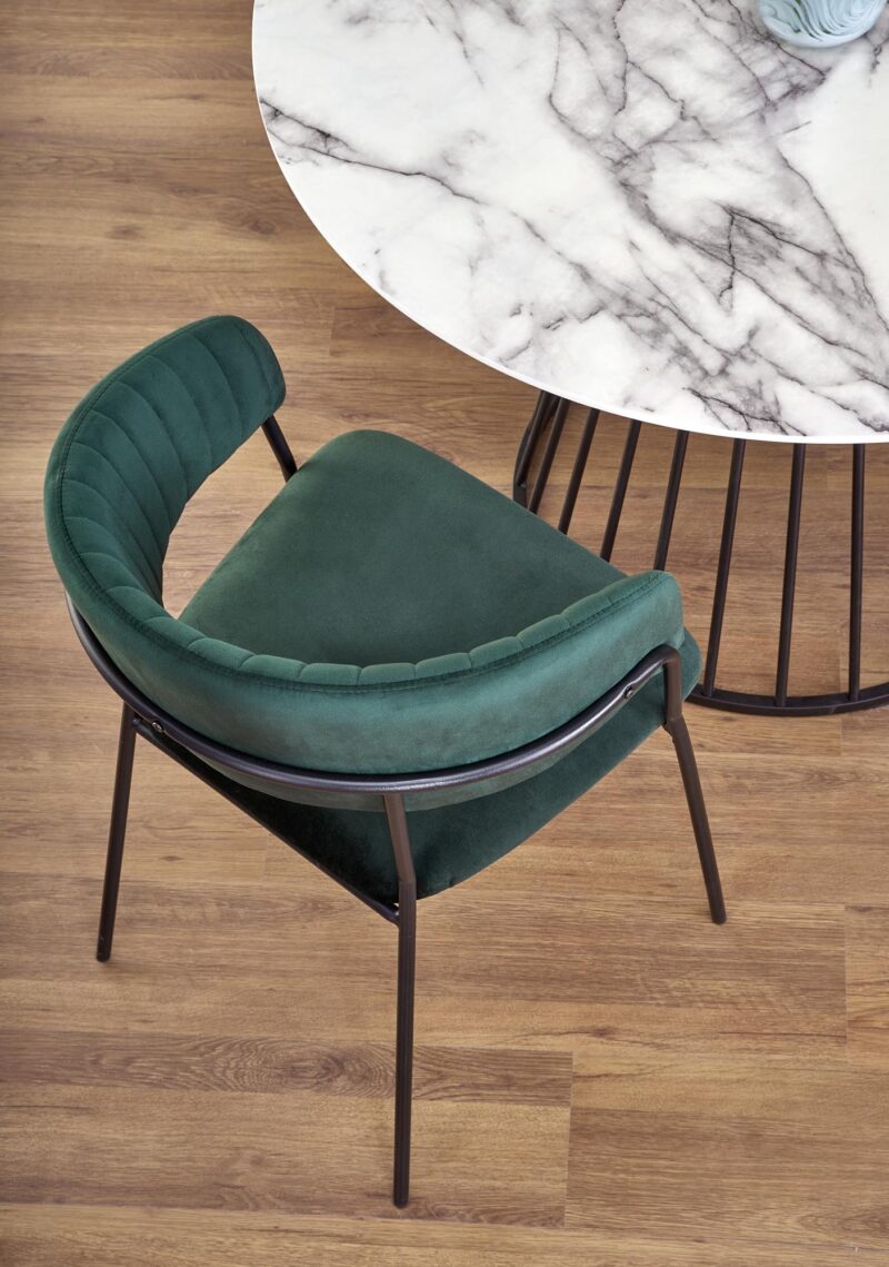 Söögilaud AURTESSA, valge marmor / must