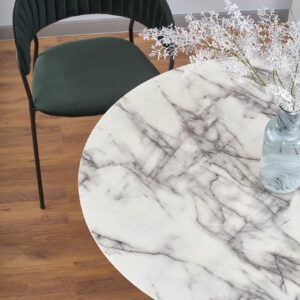 Söögilaud AURTESSA, valge marmor / must