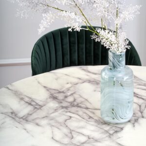 Söögilaud AURTESSA, valge marmor / must