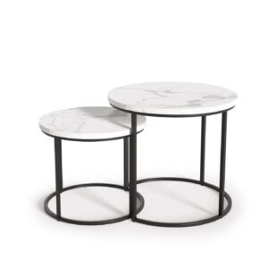 Kohvilaua komplekt OREO, valge marmor / must