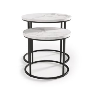 Kohvilaua komplekt OREO, valge marmor / must