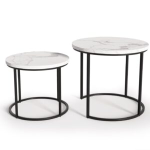 Kohvilaua komplekt OREO, valge marmor / must
