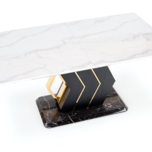 Söögilaud VINCENZO, valge marmor / must / kuld