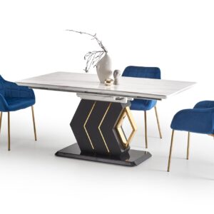 Söögilaud VINCENZO, valge marmor / must / kuld