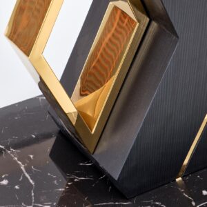 Söögilaud VINCENZO, valge marmor / must / kuld