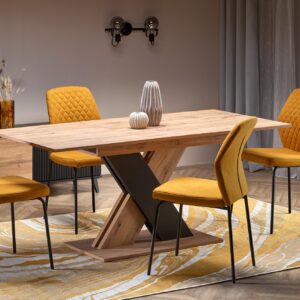 Pikendatav söögilaud ALETTOA – must / tamme imitatsioon