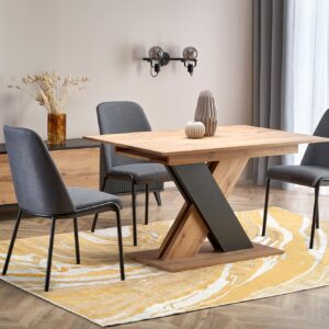 Pikendatav söögilaud ALETTOA – must / tamme imitatsioon