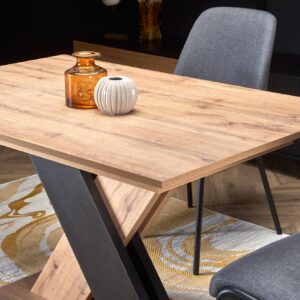 Pikendatav söögilaud ALETTOA – must / tamme imitatsioon