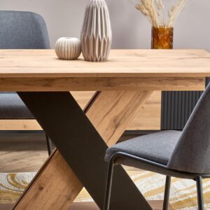 Pikendatav söögilaud ALETTOA – must / tamme imitatsioon