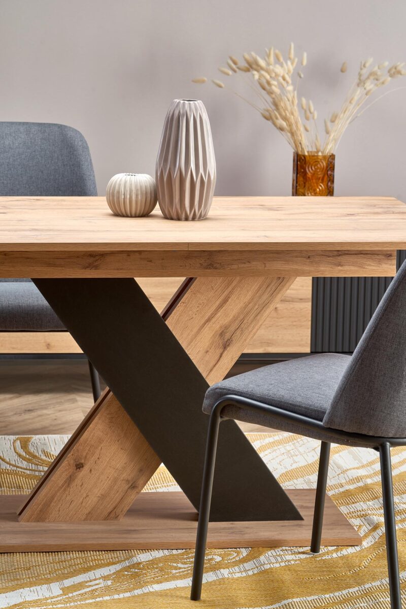 Pikendatav söögilaud ALETTOA – must / tamme imitatsioon