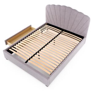 Voodi GABRIELLA 160x200, helesinine / hall