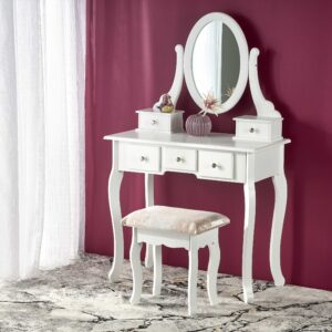 Meigilaud SARENA koos tooliga, valge matt