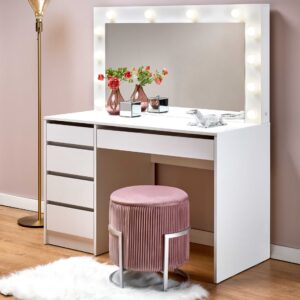 Sahtlitega meigilaud HOLLY, valge