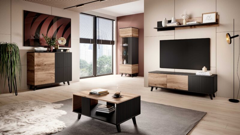 Vitriinkapp RAVENO W-1, tamm / must