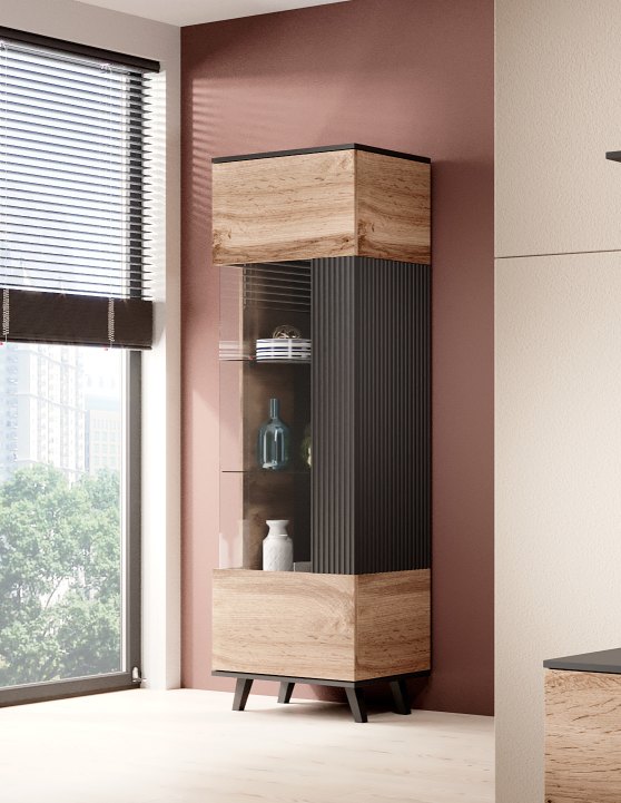 Vitriinkapp RAVENO W-1, tamm / must