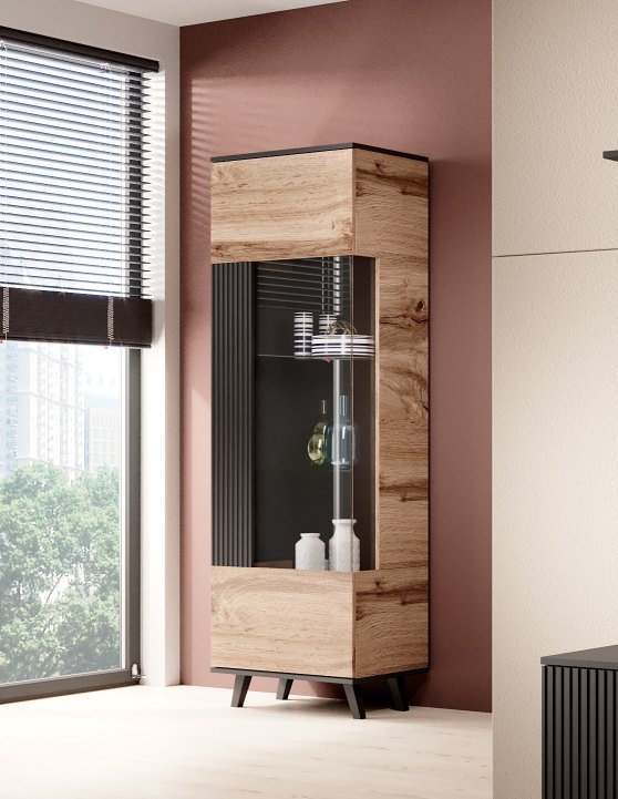 Vitriinkapp RAVENO W-1, tamm / must