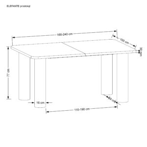 Söögilaud ELEFANT 2, naturaalne tamm