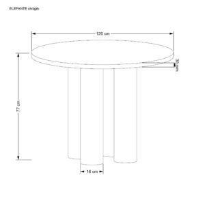 Ümmargune söögilaud ELEFANT, naturaalne tamm