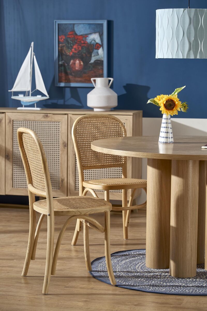 Ümmargune söögilaud ELEFANT, naturaalne tamm