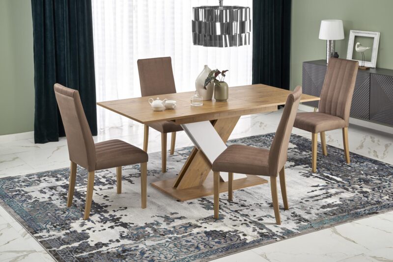 Pikendatav söögilaud XARELO tamme imitatsioon/ valge