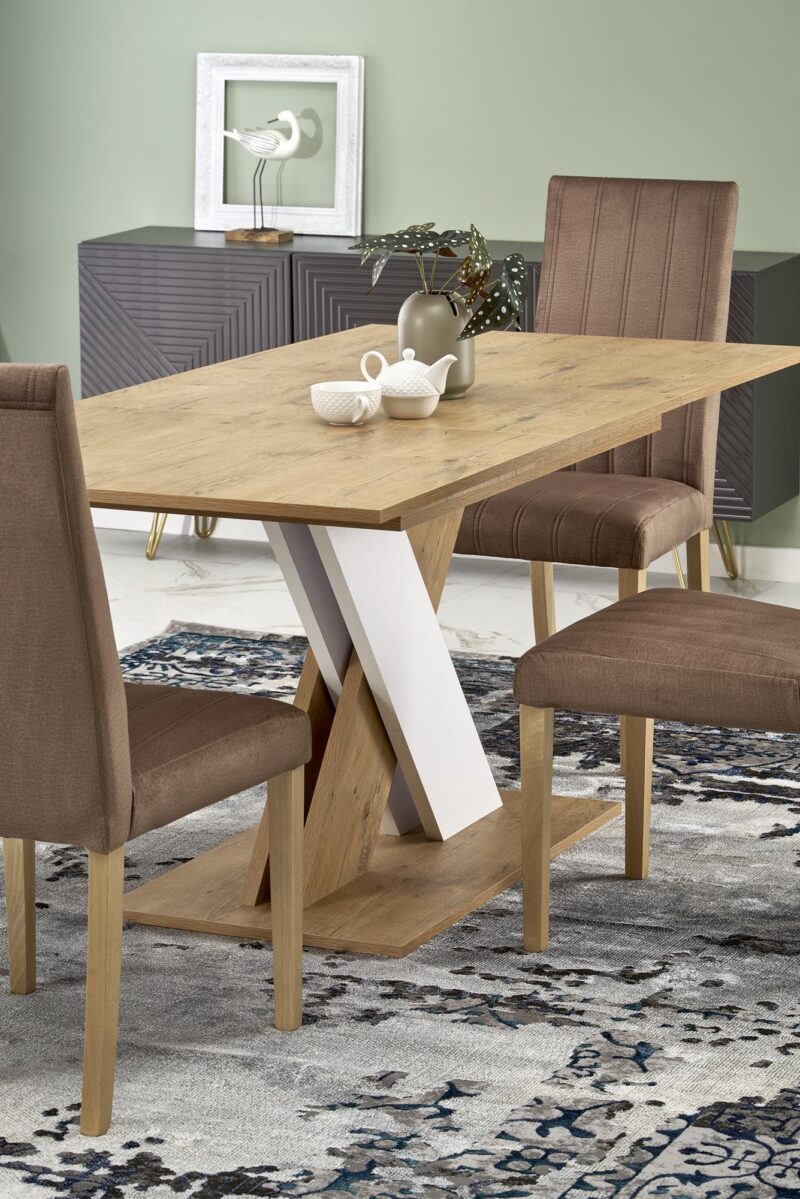 Pikendatav söögilaud XARELO tamme imitatsioon/ valge