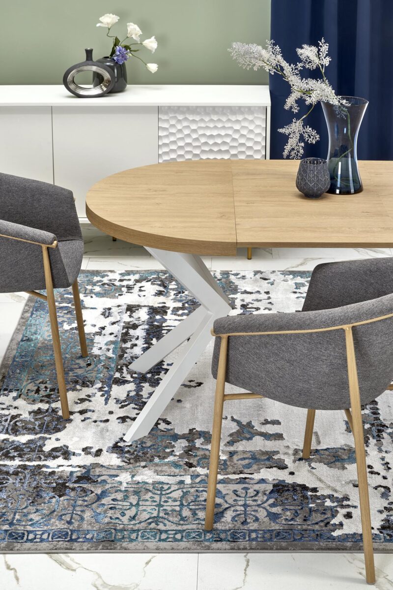 Pikendatav söögilaud PERONA, kuldne tamm / valge