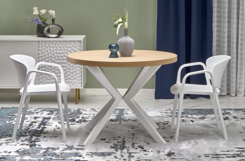 Pikendatav söögilaud PERONA, kuldne tamm / valge