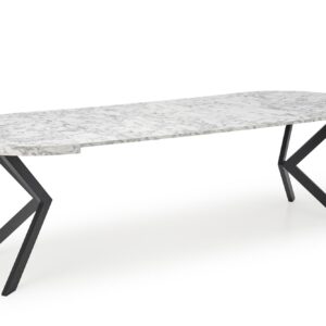 Pikendatav söögilaud PERLON, valge marmor / must