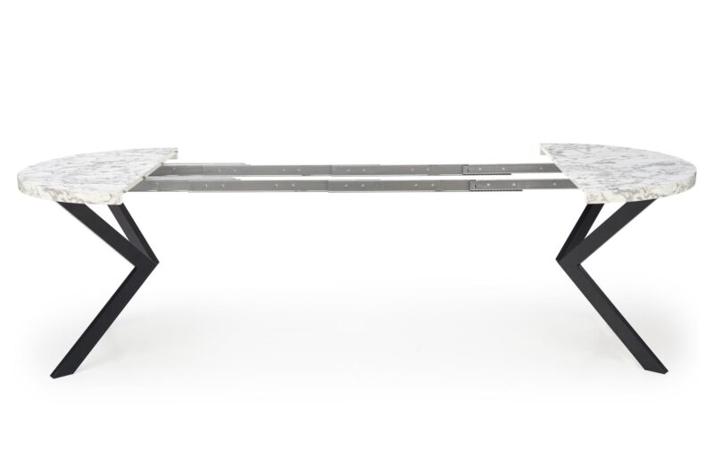 Pikendatav söögilaud PERLON, valge marmor / must