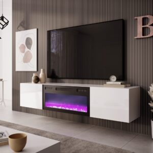 LIVO RTV 180 TV alus koos kaminaga, valge