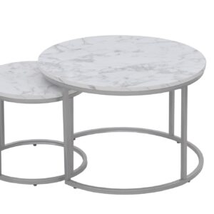 2010001194934_2 Kohvilaua komplekt PAOLEN 2, marmor / hõbe