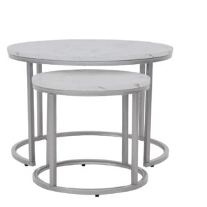 2010001194934_4 Kohvilaua komplekt PAOLEN 2, marmor / hõbe