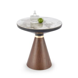 Kohvilaud GENESIS S, valge marmor / pähkel / kuld