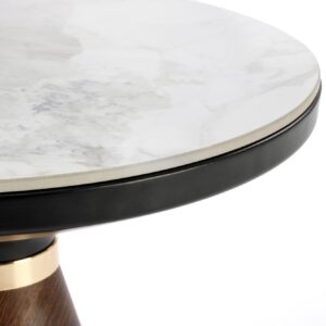 Kohvilaud GENESIS S, valge marmor / pähkel / kuld