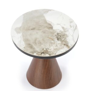Kohvilaud GENESIS S, valge marmor / pähkel / kuld