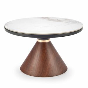 Kohvilaud GENESIS, valge marmor / pähkel / kuld