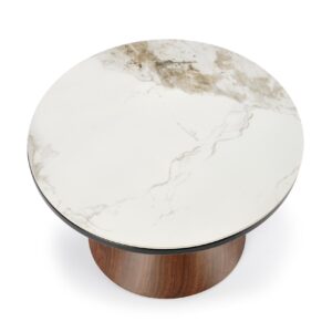 Kohvilaud GENESIS, valge marmor / pähkel / kuld