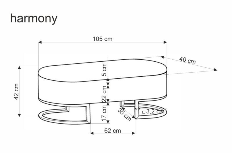 HARMONY pink bench koos hoiufunktsiooniga, must / valge / kuldne