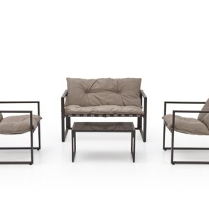 Aiamööbel SHARON (diivan + 2 tooli + kohvilauad), pruunikas