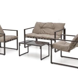 Aiamööbel SHARON (diivan + 2 tooli + kohvilauad), pruunikas