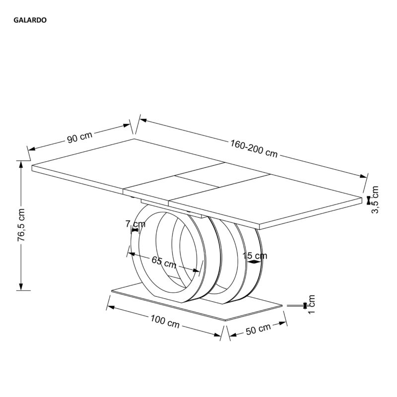 Söögilaud GALARDO, valge / kuld