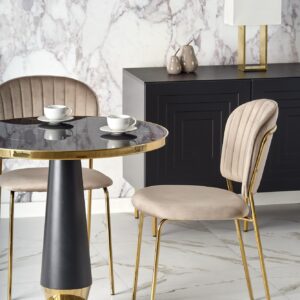 Ümmargune Söögilaud MOLVER, must marmor / must / kuldne