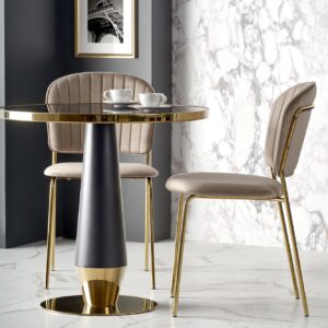Ümmargune Söögilaud MOLVER, must marmor / must / kuldne