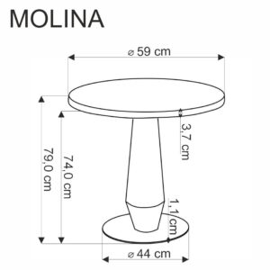 Ümmargune Söögilaud MOLVER, must marmor / must / kuldne
