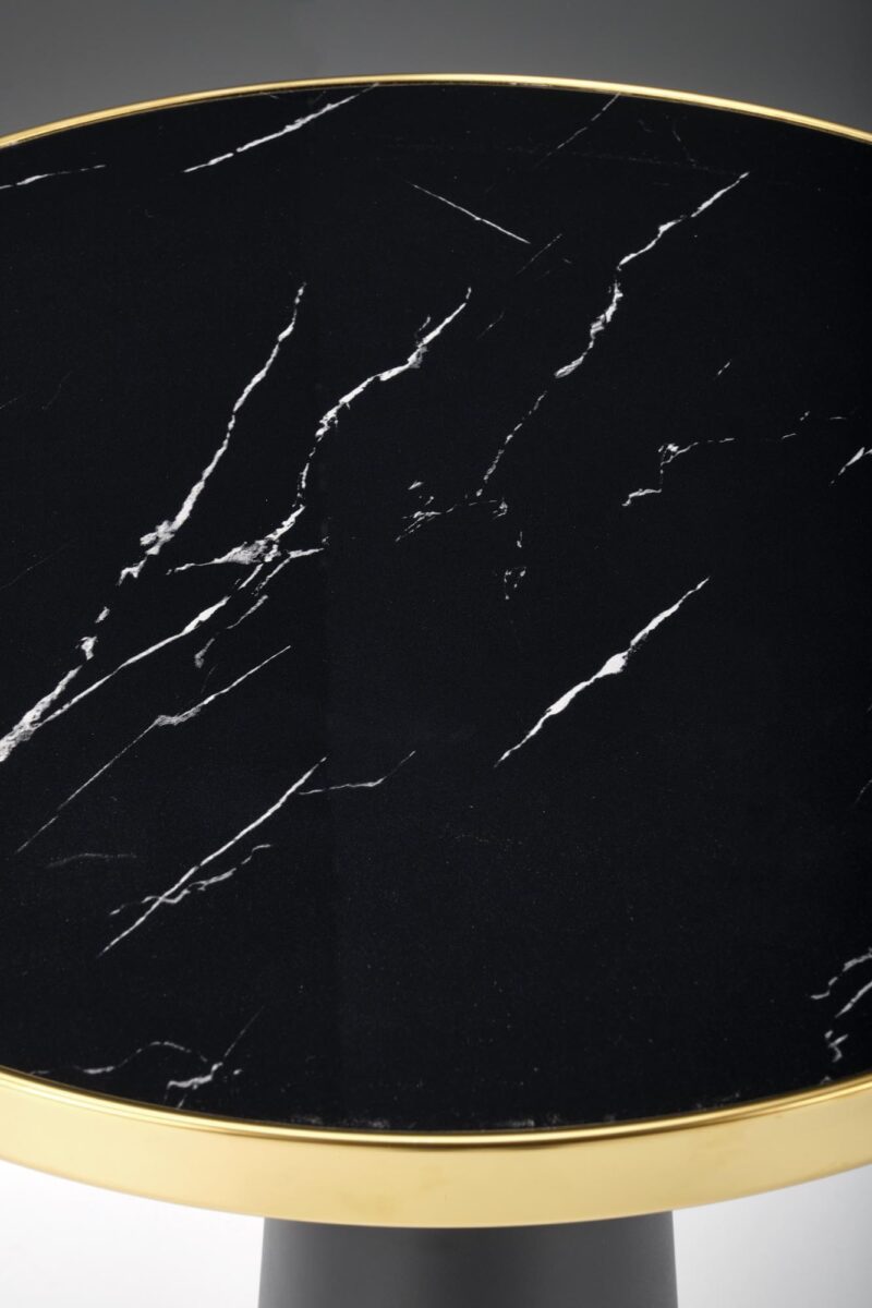 Ümmargune Söögilaud MOLVER, must marmor / must / kuldne