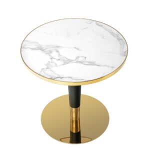 Ümmargune Söögilaud MORLIN, valge marmor / must / kuldne