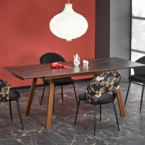 Söögilaud JOREN, must marmor / pähklipuu